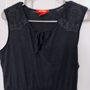 Joe Fresh Black Tank Top with Crochet Shoulder Panels